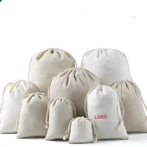 Ready to ship wholesale cotton drawstring bag food vegetable bag