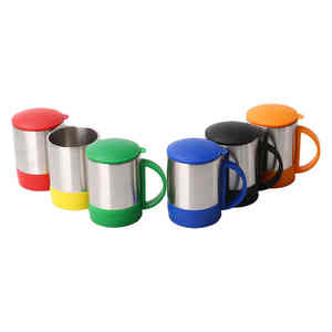Mug à café isotherme compact en acier inoxydable à double paroi avec fond en plastique moderne de 220 ml, couvercle, isolation thermique de 6 à 12 heures pour - Product Image 1