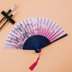 Abanico Plegable Japonés de Bambú Estilo Antiguo en Oferta, Abanico de Mano para Boda, Abanicos de Tela Decorados con Borlas - Product Image 6