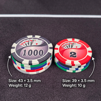Jetons de poker professionnels classiques Royal 39mm 43mm en céramique avec 10g, motif balle de golf 8 rayures pour divertissement de casino