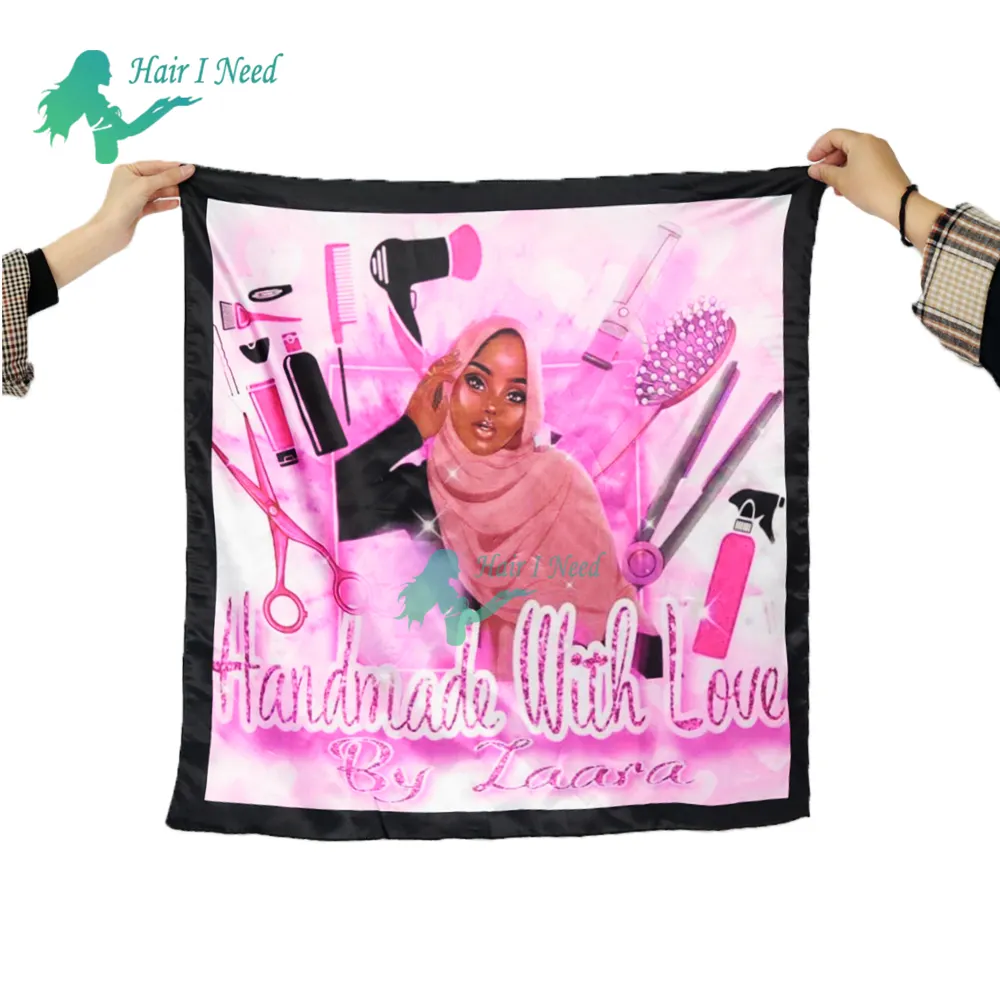 Écharpes en satin de luxe avec logo personnalisé et conception gratuite châles pour cheveux bandana de style foulard en satin de soie pour femmes