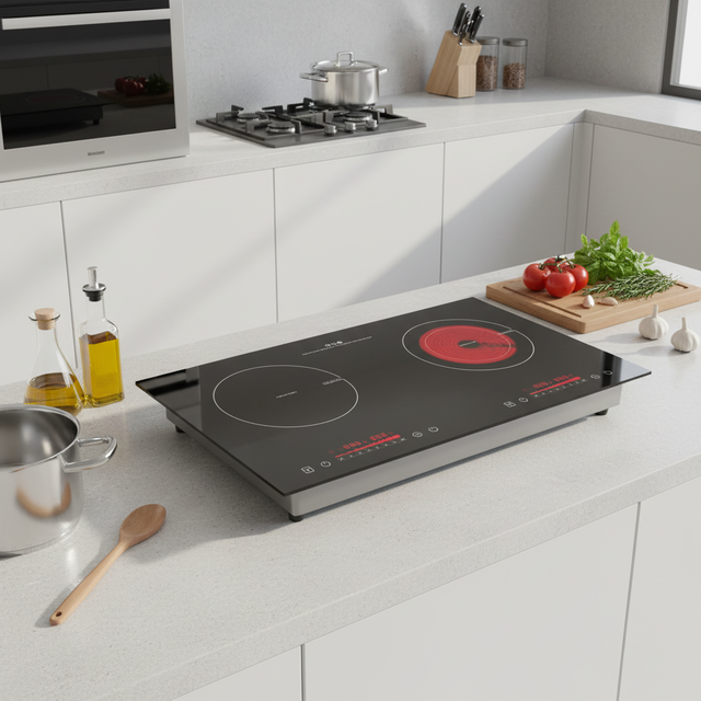 2 Burner Cooktop Built in 1 Ceramic 1 Induction Hob Electric Infrared Affordable Price Energy Saving Touch Control Stoves
