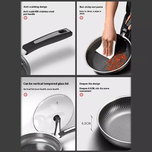 Wok antiadhésif en acier inoxydable 316 nouvelle poêle à frire lourde domestique avec Maifanite pour la cuisine <span class=keywords><strong>ou</strong></span> les hôtels - Product Image 2