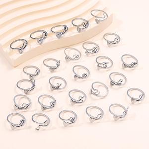 Stainless Steel Adjustable <strong>Initial</strong> Alphabet Signent <strong>Ring</strong> for Men Women Silver Gold <strong>Initial</strong> Letter <strong>Rings</strong> <strong>with</strong> Love Heart Design - Product Image 3