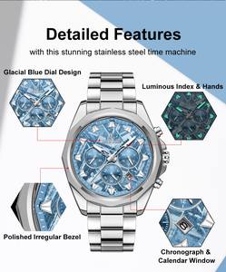 REWARD 812052M Ice Blue Quartz <b>Watches</b> for <b>Men</b> <b>Waterproof</b> Luminous Chronograph <b>Watch</b> Stainless Steel Reloj Hombre - Product Image 6