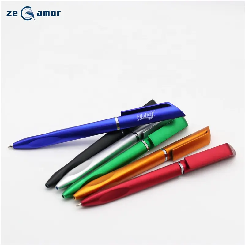 Hot Sale Boligrafo Metallic Blue Black 1.0mm Smooth Writing Printing Promo Customized Plastic Ballpoint Pen With Logo
