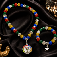 Nouveauté : Ensemble de bijoux collier et bracelet délicats en alliage, design inspiré de l'Étoile d'Orient, orné de perles de cristal scintillantes, pour femme, idéal comme cadeau