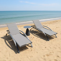 Chaise longue d'extérieur haut de gamme en aluminium avec dossier ergonomique, support robuste, idéale pour l'hôtellerie, livraison directe usine et faible MOQ