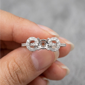 Chine Conception personnalisée de haute qualité 14k 585 or blanc véritable diamant taille brillant Solitaire semi-monture bague de fiançailles pour les femmes - Product Image 3