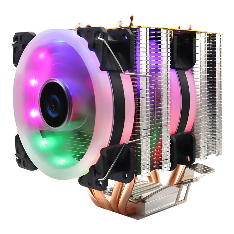 CPU-Kühler 4 Heatpipes 4-poliger 90-mm-CPU-Kupfer-Heatpip-Lüfter mit zwei RGB-Lüftern