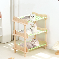 Lit pour chat en bois massif, 3 couches, lit superposé pour chat, hamac pour petit chien, usage général, quatre saisons