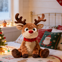Peluche de renne de Noël personnalisée OEM ODM, grande taille, rembourrage en coton PP, design brodé, anti-stress, doublure en maille - Commande en gros