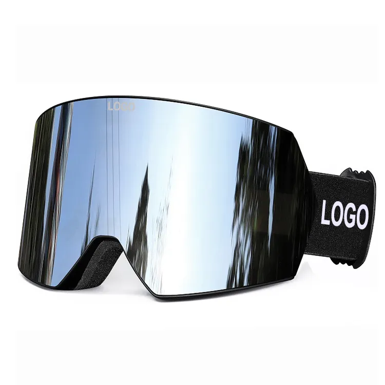 फैक्टरी थोक विरोधी कोहरे पीसी लेंस स्नोबोर्ड चश्मा कस्टम लोगो बर्फ चश्मा स्की काले चश्मे
