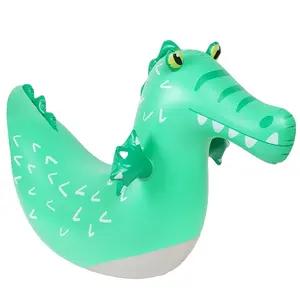工厂定制乙烯基充气鳄鱼骑乘泳池漂浮耐用塑料聚氯乙烯充气儿童游泳骑手玩具