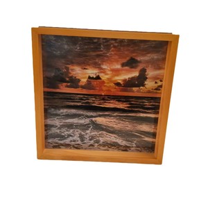 Cadre photo rectangulaire double face en bois massif 22x22cm, cadre de présentation rustique pour table - Product Image 5
