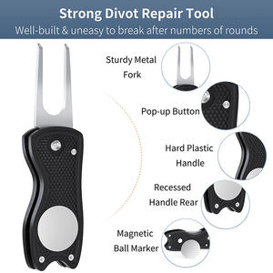 เครื่องมือซ่อมไม้กอล์ฟพร้อมที่วางลูกกอล์ฟโลหะเครื่องมือซ่อมไม้กอล์ฟส้อมสนามสีเขียวอุปกรณ์เสริมสำหรับกอล์ฟ - Product Image 2