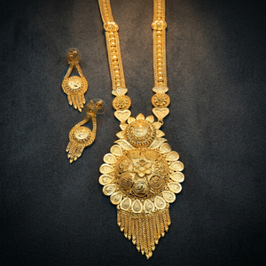 Wholesale Women's 14K 18K 24K Micro Gold Plated Brass Wedding <b>Necklace</b> & Earrings Set Traditional Design <b>Long</b> Jewelry - Product Image 3