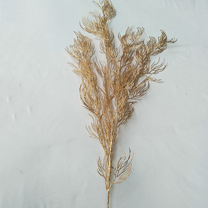 Feuilles de palmier artificielles en plastique dorées, décorations de fête tropicales, décorations de mariage, feuilles de tortue dorées simulées - Product Image 4