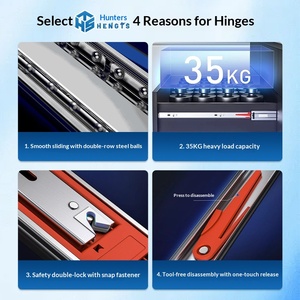 Corredera de cajón de extensión total de 45 mm con rebote por presión, sin tirador, silenciosa, de tres secciones, con riel de acero engrosado y cierre suave. - Product Image 2