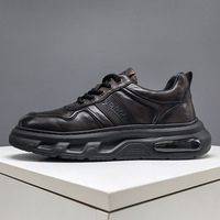 Chaussures de sport pour hommes en cuir véritable, élégantes, avec semelle épaisse en caoutchouc, chaussures décontractées avec coussin d'air, antidérapantes et durables