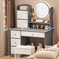 Chaise moderne en verre pour chambre à coucher de fille Coiffeuse de salle de maquillage avec miroir à led et tiroir lumineux Coiffeuse pour chambre à coucher