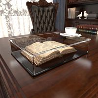 Vitrine en acrylique pour livres et médailles, boîte de présentation en acrylique transparent polyvalent avec base noire pour badges, pièces de monnaie et cartes