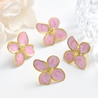Boucles d'oreilles Bowei Jewelry, nouveau style français, fleur à quatre pétales, acier inoxydable, niche