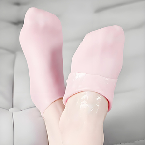 Ensemble de soins des pieds en silicone, chaussettes hydratantes pour peaux gercées, soin nourrissant profond de nuit, traitement spa réutilisable, outil de soin de la peau à domicile - Product Image 1