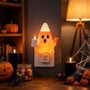 Luz Nocturna LED de Fantasma con Diseño de Maíz Dulce para Halloween, Lámpara de Pared con Forma de Vela de Fantasma, Decoración Otoñal Espeluznante para el Hogar, Regalo para el Dormitorio, Diseño Moderno - Product Image 4