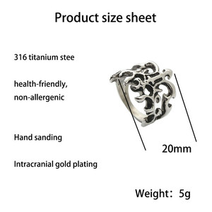European American Style Titanium Steel Hollow <b>Crown</b> Ring Retro Punk Men's Fashion Jewelry <b>Silver</b> 26004 - Product Image 4