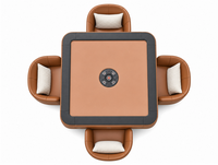 Table de Mahjong Automatique Intérieure Premium en Métal avec Pied Unique, 4 Chaises en PU et Système de Mélange Automatique des Jetons – Ensemble Complet