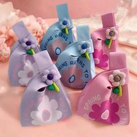 Tas Rajut Poliester dengan Penutup Terbuka, Dua Pola Bunga, Tas Penyimpanan Portabel, Tas Hadiah Meriah, Desain Lucu