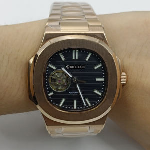 Nouvelle montre de luxe avec mouvement NH38, montres mécaniques à cadran ajouré avec boîtier en saphir, style business - Product Image 4