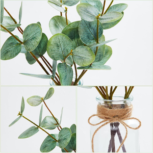 Planta Artificial de Lujo, <span class=keywords><strong>Eucalipto</strong></span> Morado de Doble Cara en Florero de Vidrio <span class=keywords><strong>con</strong></span> Agua Artificial Realista para Decoración de Bodas y Fiestas - Product Image 3