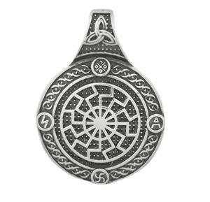 Collier en acier avec nœud celtique, pendentif <span class=keywords><strong>viking</strong></span>, cornes triples d'Odin, croissant de lune d'Oden, arme, pointe de lance, poignard, talisman - Product Image 3