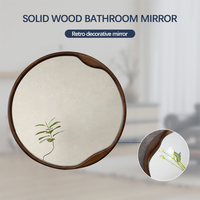 Espejo Redondo de Madera con LED Inteligente Antivaho, Espejo de Baño de Diseño, Espejo Sanitario IP44 CE RoHS
