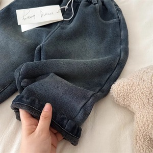 Tongxingyuan Children's Fleece <b>Lined</b> Jeans Straight Leg Cartoon Bear Winter <b>Pants</b> Girls Casual Cotton <b>Pants</b> - Product Image 3