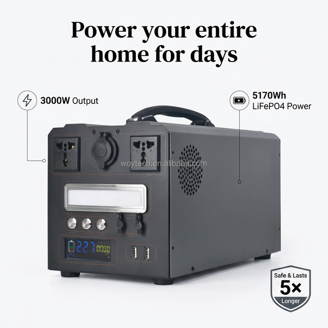 CE Certified Portable Power Station AC 110V/220V 3kw 3000W Backup Lithium Battery Solar Generator for Outdoors Emergency