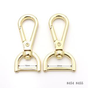 Clips de anillo <span class=keywords><strong>en</strong></span> <span class=keywords><strong>D</strong></span> giratorio de 15mm y 20mm, broche a presión dorado claro, herrajes para bolsos de lujo, gancho a presión de Metal personalizado para bolso - Product Image 1