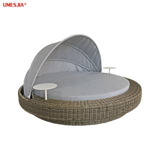 आधुनिक आउटडोर फर्नीचर आँगन उद्यान रतन विकर foldable चंदवा के साथ गोल आकार सोफ़ा - Product Image 5