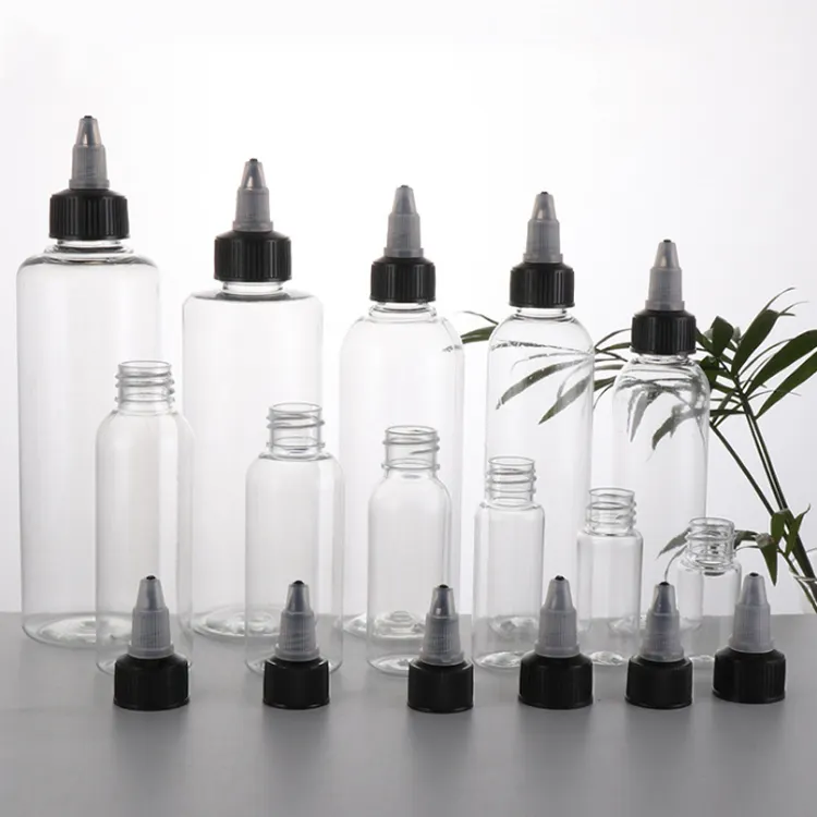 T 30Ml 50Ml 60Ml 100Ml 120Ml Clear Pet Twist Top Cap Applicator Mini Squeeze Fles voor Haar Olie