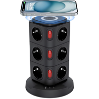 Adaptateur multi-voyage EU Strip avec prise de charge sans fil Prise de tour Prise domestique