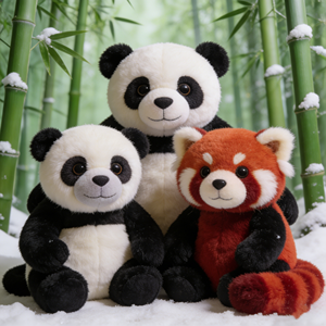 Fabricant OEM ODM, jouets en peluche personnalisés, panda géant mignon, panda rouge, animaux en peluche pour enfants, cadeaux d'anniversaire - Product Image 1