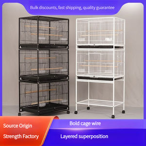 <span class=keywords><strong>Cage</strong></span> à oiseaux carrée de luxe en acier inoxydable pour perroquets, utilisation intérieure et extérieure, plateau et emballage en plastique - Product Image 5