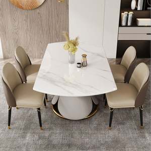 Ensemble de table et chaises de salle à manger modernes, table à dîner extensible en dalle de roche, 6 chaises - Product Image 5