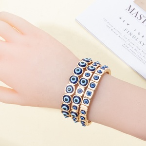 <span class=keywords><strong>Pulsera</strong></span> Boho Turca de Ojo Turco con Cuentas Esmaltadas, Chapada en <span class=keywords><strong>Oro</strong></span>, Amuleto de Protección Nazar, Joyería Apilable para Mujer, Regalo - Product Image 5