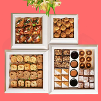 Luxuriöse Maßgefertigte Catering-Papierverpackungsbox mit Logo für Essen zum Mitnehmen, Gebäck, Kuchen, Dessert-Platten, Pyramidenförmige Lebensmittelbox
