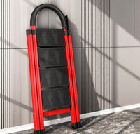 Échelle pliante télescopique multifonctionnelle en métal moderne à quatre marches en forme de A - Échelle portable épaissie pour l'intérieur