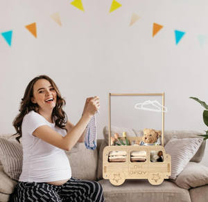 Panier de douche de bébé en forme de bus en bambou de haute qualité placard de caisse de douche de bébé avec poignée - Product Image 6