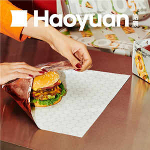 Haoyuan Bánh Hamburger Lá Bọc Tổ Ong Cách Điện Lá Tấm Với Giấy Tùy Chỉnh In Ấn Cấp Thực Phẩm Nhôm Bánh Sandwich Gói - Product Image 5